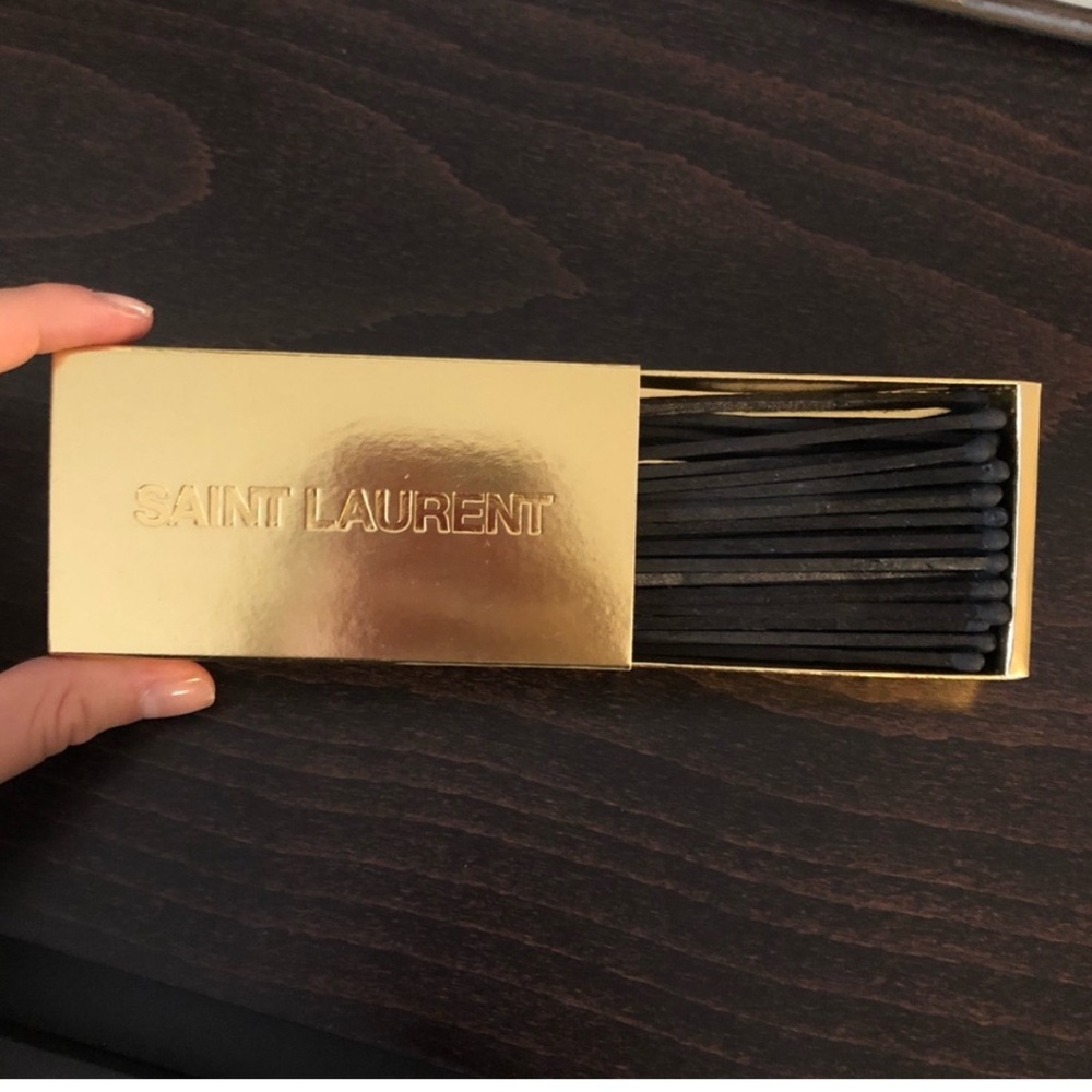 New Saint Laurent Gold Matchbox with Black Matches FIRE on side Limited Release